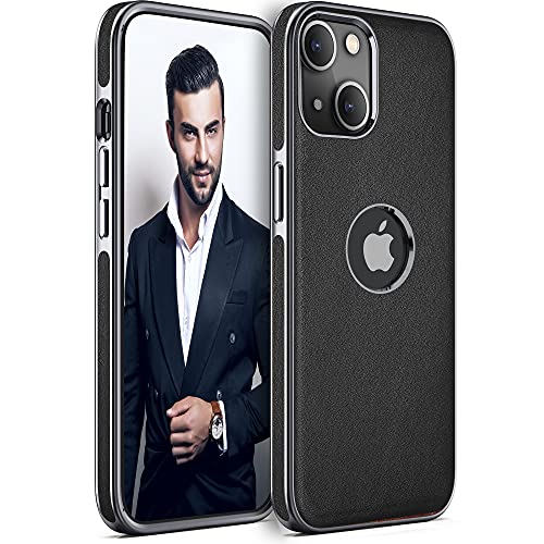 Lohasic For Iphone 13 Leather Case, Thin Luxury Business Pu Soft Non-Slip Grip Hybrid Bumper Shockproof Full Body Protective Cover Men Women Phone Cases For Iphone 13 6.1" (2021) - Black #TOP10