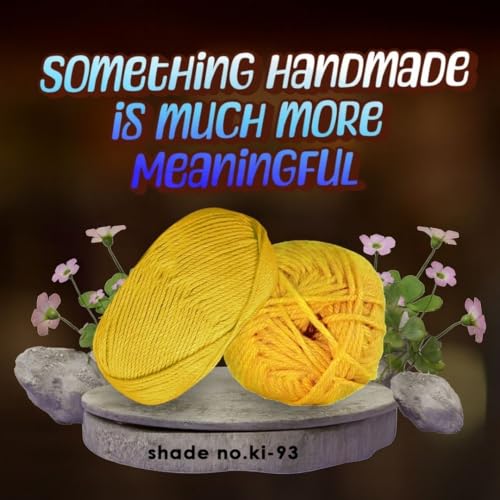Image of VCR Mustard Yellow Yarn, 100 Grams Hank, 190 Meters Length, Acrylic Ball for Crochet and Knitting, Soft Crosia Threads, Pack of 1 Yarn, Suitable for DIY Crafts