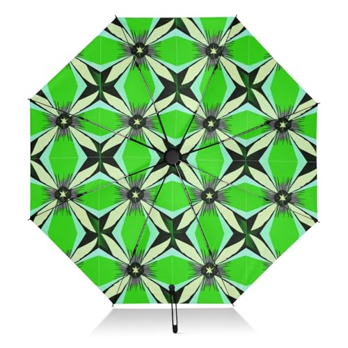 Parapluie compact automatique GAIREG vert géométrique pour sac