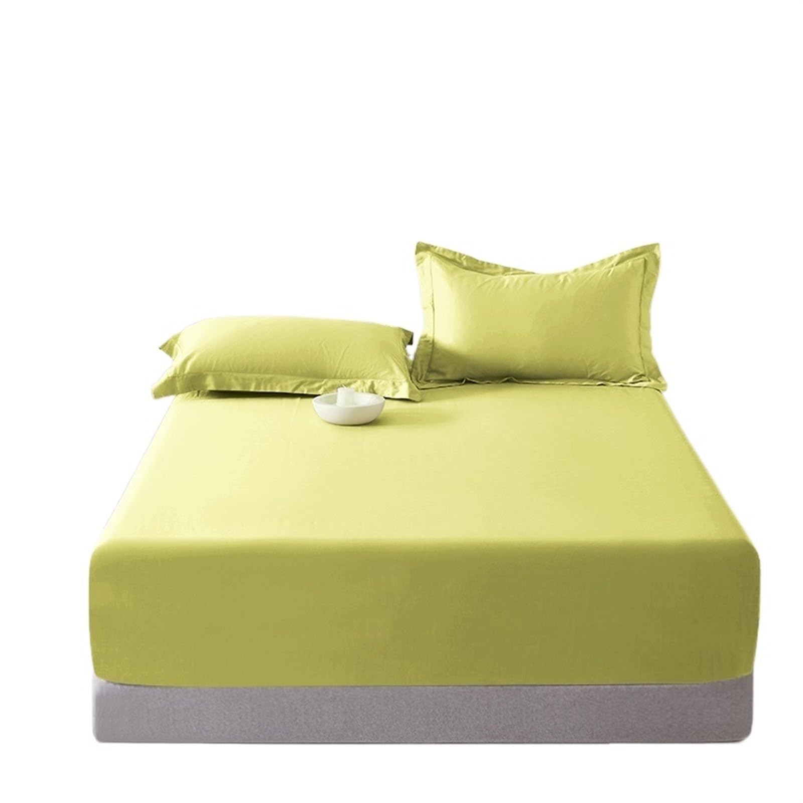 Draps Housses Drap de lit Vert Mat à Poche Ultra Profonde