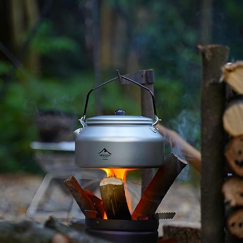 Miniatura 5 de Widesea UltraLight - Hervidor de camping de 1 litro, de aluminio anodizado duro, con llama abierta, con mango resistente al calor, portátil para