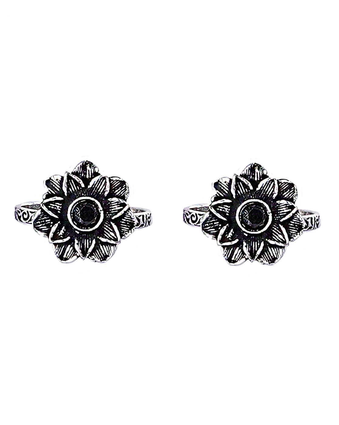 teejh Kayra Black Stone Silver Oxidised Toe Rings for Women-picture-41