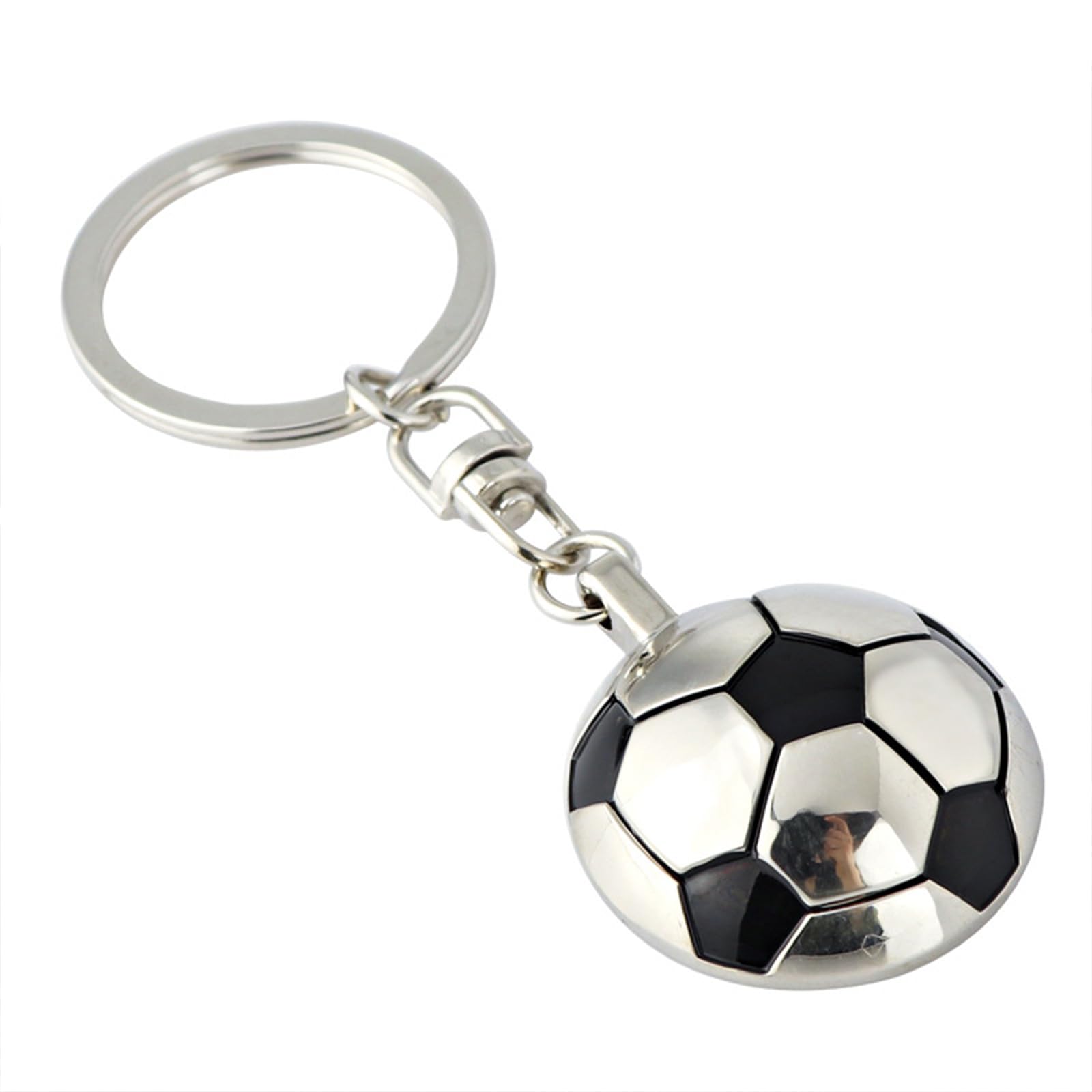 Wangqiuqiu Men's Multicolour Football Keyring,Metal Football Keychain,Half-Football Keyrings,Creativity Fashion Backpack Keychain For ,Soccer Party Favors For Soccer Fans, Wo, Kids, Silver