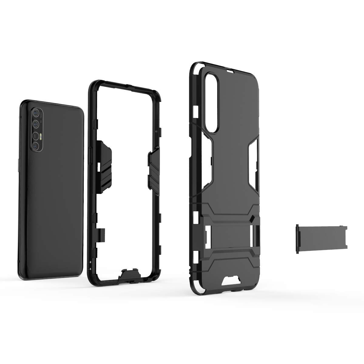 Wuzixi Cover per Oppo Find X2 Neo, custodia antiurto elegante e robusta con supporto per telefono cellulare, custodia per Oppo Find X2 Neo. Blu scuro
