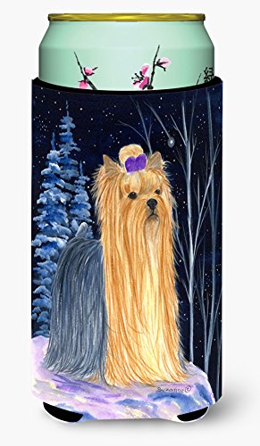 Caroline's Treasures SS8365TBC Starry Night Yorkie Tall Boy Hugger Can Cooler Sleeve Hugger Machine Washable Drink Sleeve Hugger Collapsible Insulator Beverage Insulated Holder