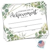 Certificate of Achievement Awards - 25 Award Certificates of Completion Paper for Printing, Greenery Student of The Month Diploma for Achievement