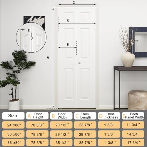 Image of 30 in.x 80 in. Bifold Door, 6 Panel Primed Bifold Closet Door