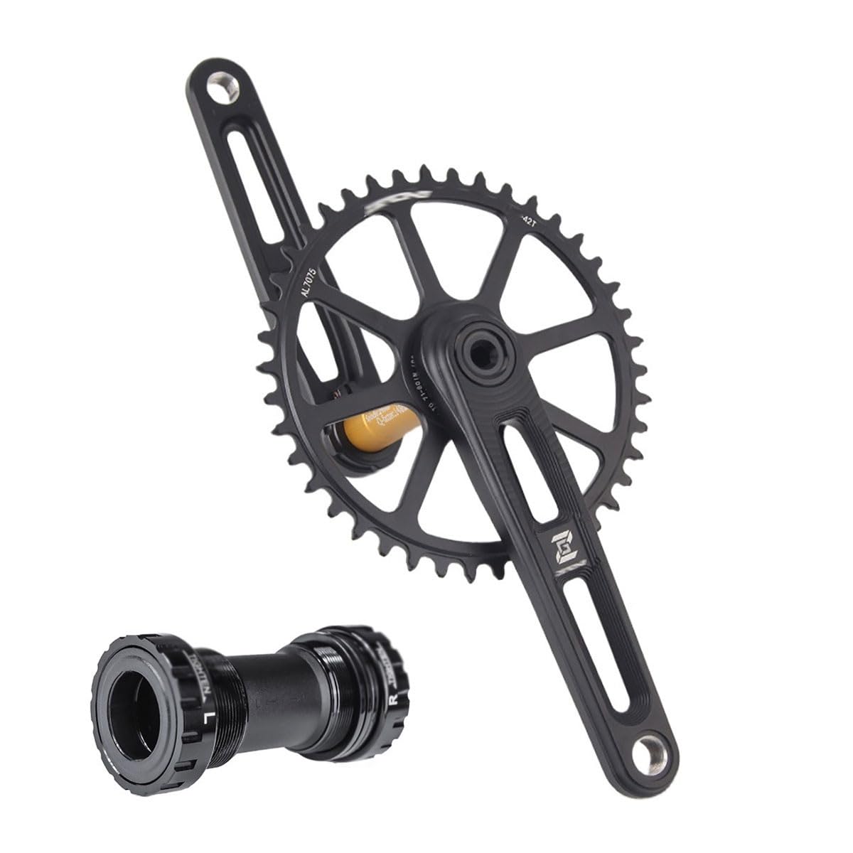 HZXQCVB 40T/42T/44T/46T/48T/50T Single Chainring Hollow Integrated Cranksets 165/170/175mm Bike Crankset With Bottom Bracket For Road Bike For 8-12 Speed(Black 165mm,50T)