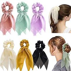 6 Colors Solid Hair Ribbon Bow Scrunchies