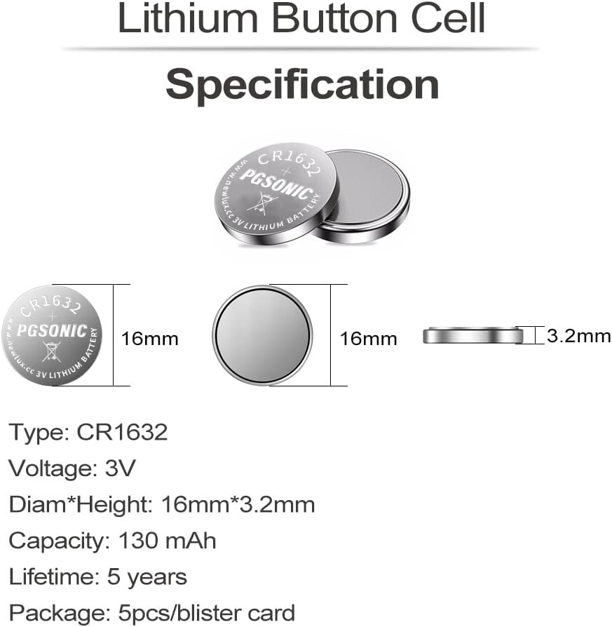 PGSONIC CR1632 3V Lithium Battery (10pcs)