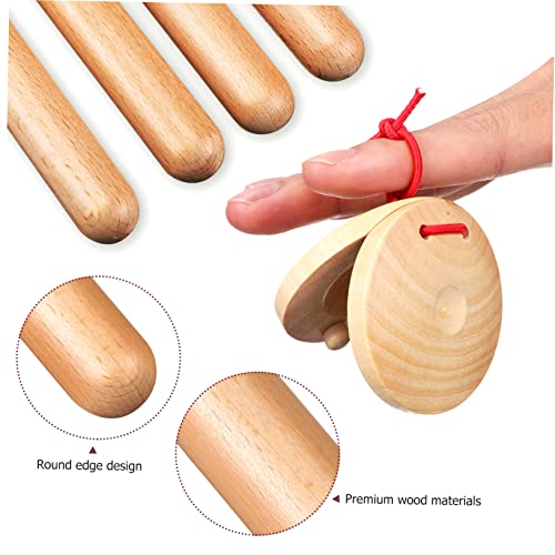 ibasenice 4 Pairs Rhythm Sticks Creative Musical Instrument Rhythm Music Sticks Birthday Gifts Hand Held Castanets Claves Finger Castanets Musical Sticks Child Make a Decision Wood Classical