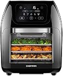 CHEFMAN Multifunctional Digital Air Fryer+ Rotisserie, Dehydrator, Convection Oven 17 Touch Screen Presets Frying, Roasting, Dehydrating, Cooking, Family Size XL 10L, Auto Off, Large Easy View Window, Black, 10 Quarter