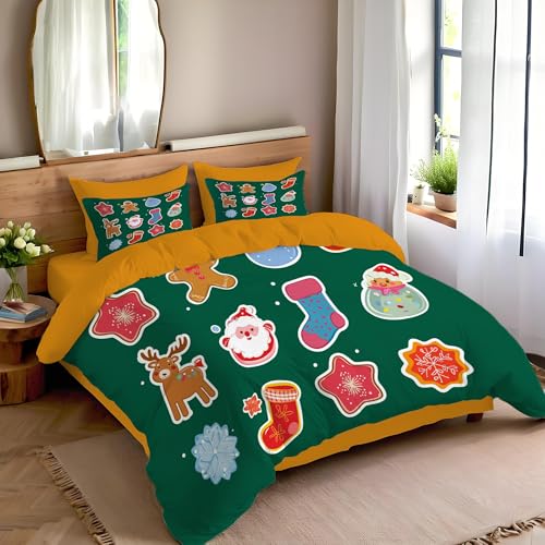Housse de couette 220x240cm Noël à zip pour lit double facile à border - 3
