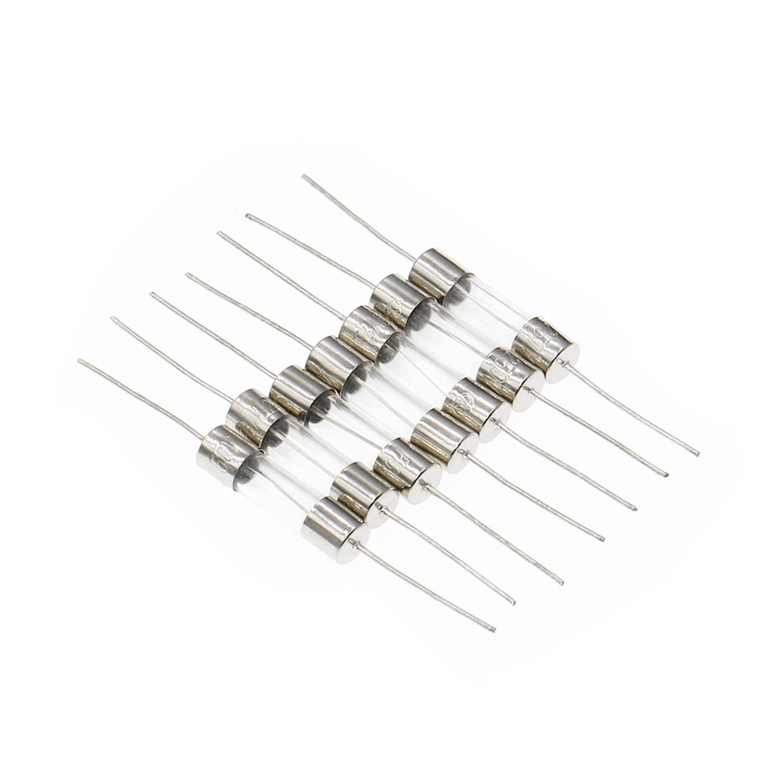 100 szt. 5 x 20 mm osiowy szklany bezpiecznik szybki dmuchanie 250 V z przewodem ołowiowym 20F 0,5A/1A/2A/3A/3,15A/4A/5A/6,3A/8A/10A/12A/15A rura (100 szt. F7A)