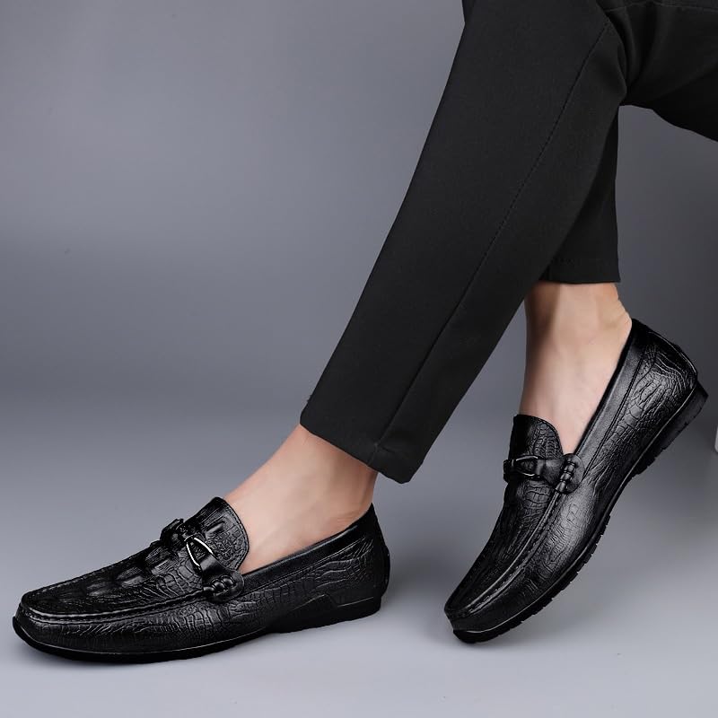 Men's Leather Oxford Dress Shoes Slip-On Round Toe Formal Business Retro Comfortable Softsole Walking Shoes3