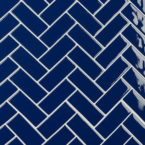 VaryPaper 10 Sheets Navy Blue Herringbone Peel and Stick Backsplash