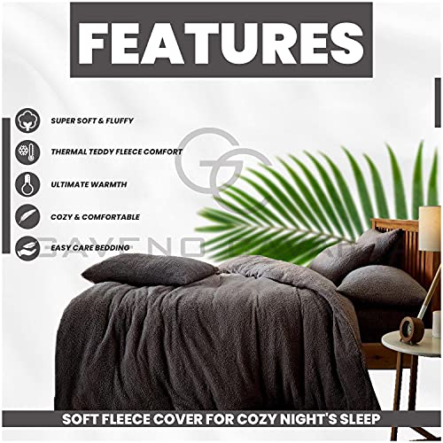 GC GAVENO CAVAILIA Fleece Duvet Cover Set Single - Fluffy Bedding Set including Pillowcases - Charcoal - Image 4