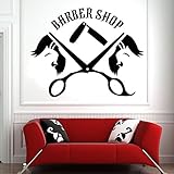 Wandaufkleber Wandsticker Haarschnitt Rasiert Werkzeuge Haartür Fenster Friseur Logo Logo Kreative Vinyl Kunst Schlafzimmer Wohnkultur 42X53 cm