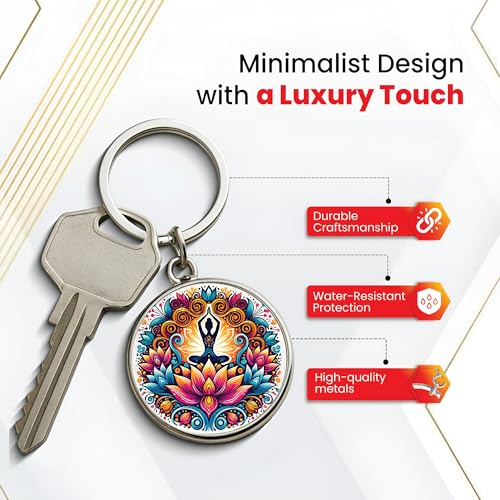 Image of MG | Protective Evil Eye /Spiritual Symbols /Om /Motivational Keychains | Double-Sided Metal Key Ring | Good Luck and devine Charm for Car, Bike, Home & Office