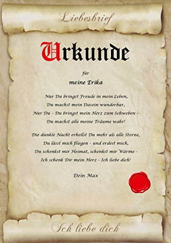 Liebesvertrag ICH LIEBE DICH Urkunde personalisiert Geschenk Karte Frau Mann A4