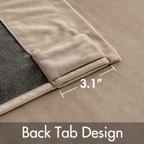 Image of MIULEE Velvet Curtains 52x96 inches 2 Panels Camel Beige Blackout Curtains | Luxury, Bedroom Living Room, Thermal Insulated, Super Soft Window Drapes, Rod Pocket & Back Tab