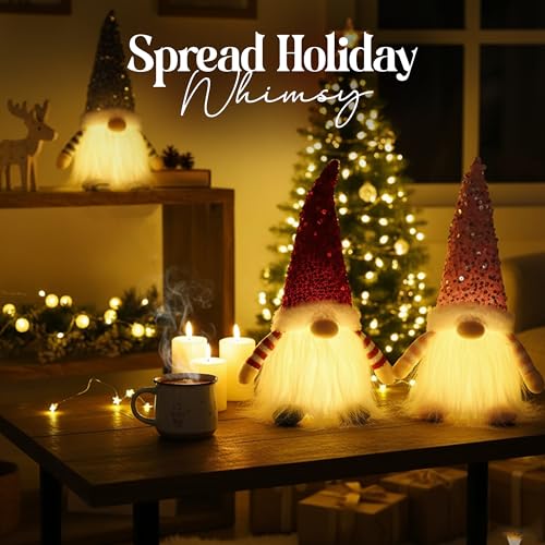 3PCS Christmas Gnomes Decorations and Christmas Decorations Indoor Lighted - 12" Handmade Swedish Santa Gnomes Plush Cute Christmas Decor Elf Gift Xmas Table - Image 6