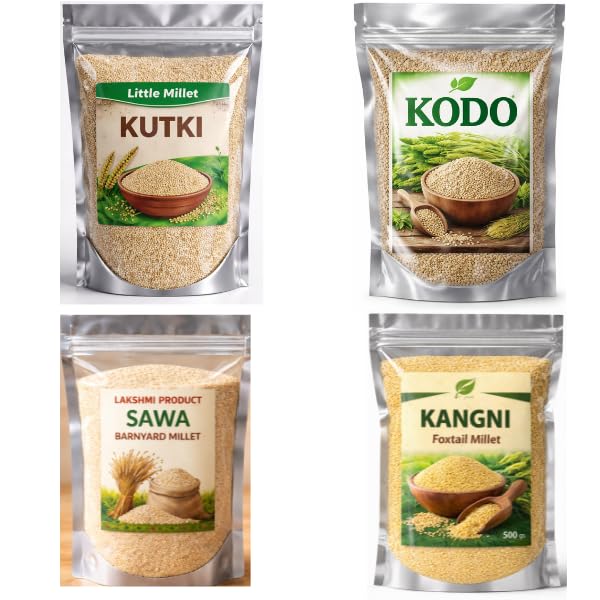 LAKHSMI Healthy Millet Combo Pack 2kg (4 x 500g) | Kutki, Kodo, Sawa & Kangni Millets | Premium Natural Gluten Free Unpolished Grain Variety Pack-picture-27