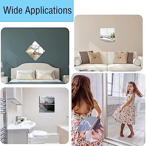 Image of 40.6 x 30.5 cm Acrylic Mirror Plate, Flexible Mirror Tiles without Glass, Full Length, Large Self-Adhesive Mirror Stickers for Bathroom, Bedroom, Home Wall Decoration (Pack of 4)