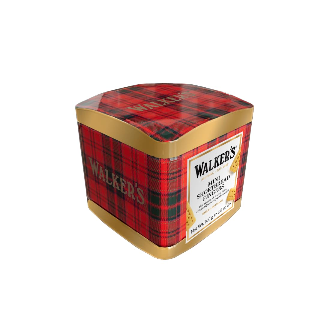 Walker's Shortbread Mini Fingers Tartan Tin – Traditional Pure Butter Scottish Shortbread Biscuits, 100 g