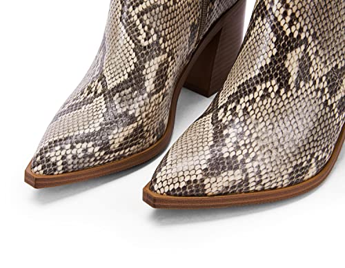 Womens V Cutout Ankle Boots Pointed Toe Block Stacked Chunky Heel Side Zipper Booties #TOP4