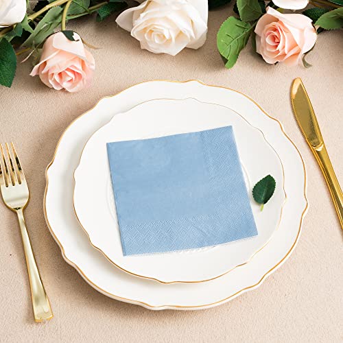Crisky Disposable Dusty Blue Cocktail Napkins Paper For Wedding/Birthday/Anniversary/Bridal Shower/Baby Shower Decoration, 3-Ply, 100 Counts #TOP3