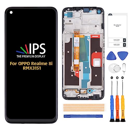 A-MIND for Oppo A96 4G/Realme 8i/Realme 9i /Realme Narzo 50 Screen Replacement Touch Digitizer LCD Display Full Assembly Repair Kits,with Tools(with Frame)