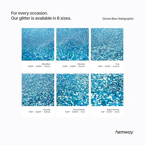 Purpurina de 1mm Ocean Blue holográfica Hemway de alta densidad y brillo 4