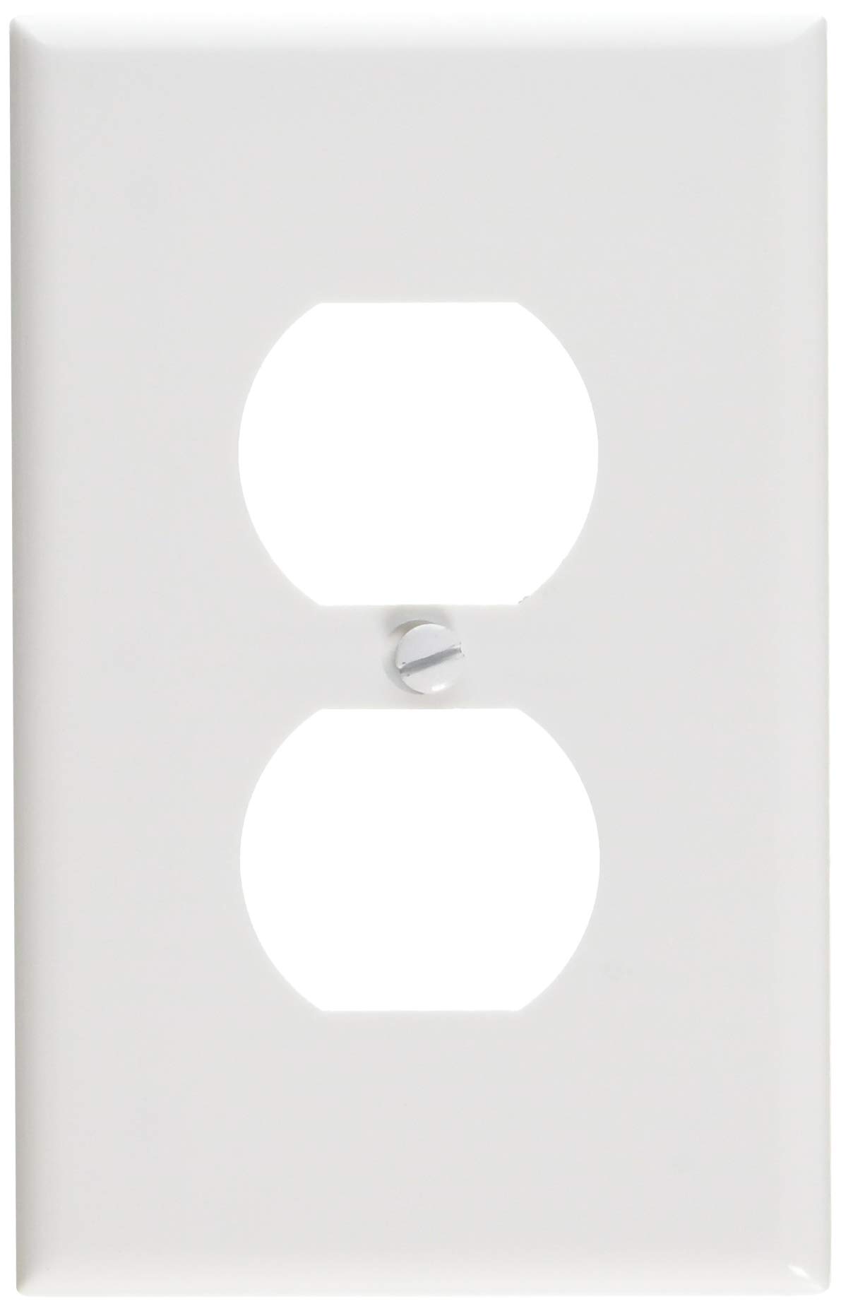 Placa de enchufe duplex Leviton 80503-W de tamaño midway y un ventanal en color blanco 1