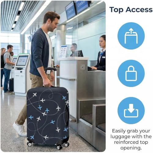 Image of Premium Printed Polyester Luggage Cover for Trolley Bags Stretchable Suitcase Protector for Travel and Dust Protection