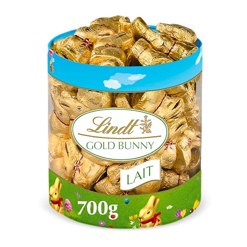 Lindt - Boîte de Mini-Moulages LAPIN OR - Chocolat au Lait - Idéal pour Pâques, 700g