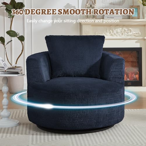 Sillón Giratorio Chenille Azul Oscuro miniatura 4