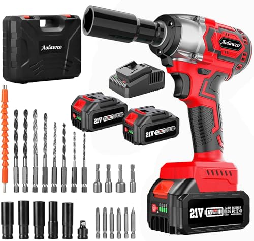 Aolawco Avvitatore a percussione a batteria 29 in 1 con 2 batterie al litio da 21 V, 400 N.m, per...