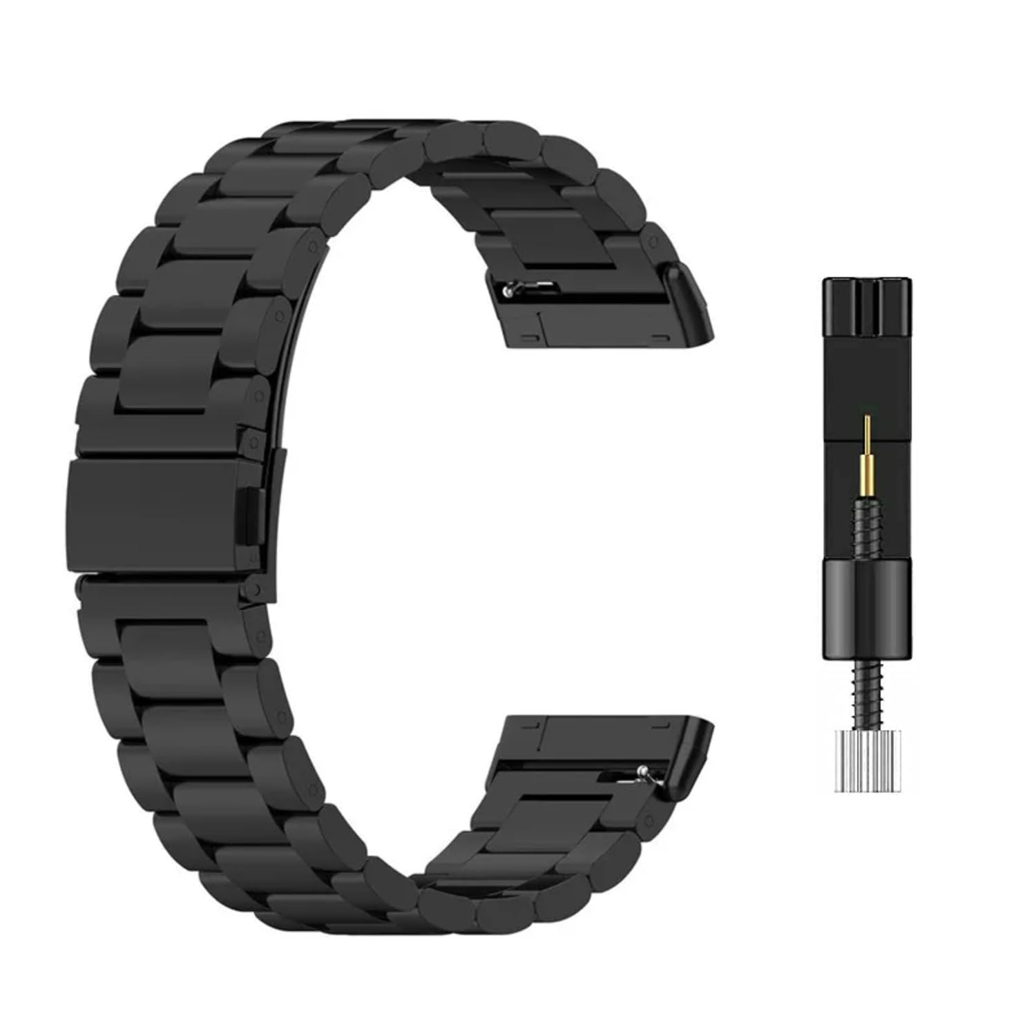 Luxury Stainless Steel Metal Chain Strap Compatible with Fitbit Versa 4/3/Sense/Sense 2 | Dual Lock Metal Band with Watch Strap Adjuster Tool-image-38