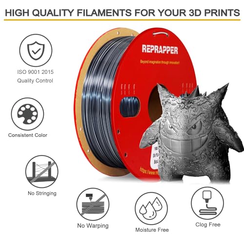 Image of RepRapper Glitter Black White Gradient 3D Printer Filament, Beautiful Color Change 1.75 Silk PLA, Dual Color 1KG PLA Filament (2.2lbs), Colorshift 3D Printing Filament for 3D Printer