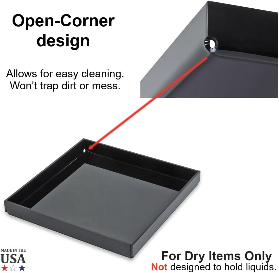 Black Acrylic Organizer Tray, 8 x 12 Low-Profile Display & Vanity Tray – BPA-Free, Bathroom, Desk, Decor & Serving (Dry Use Only) - Made in USA
