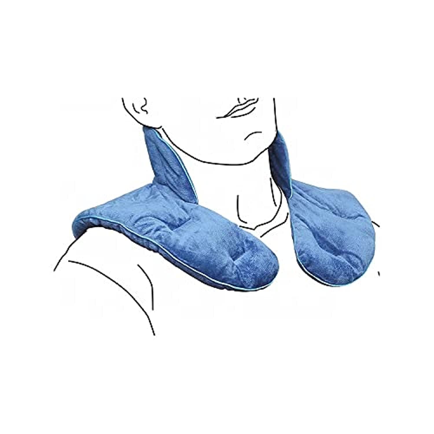 LaHome Hot Cold Weighted Neck Shoulder Plush Wrap for use in Microwave or Freezer (Blue) - 1 Pack