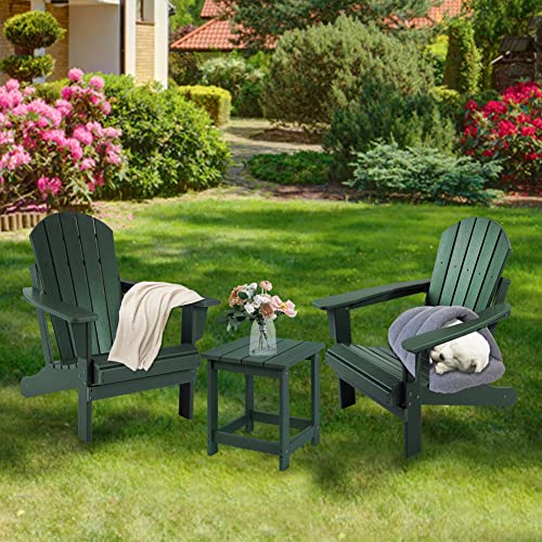 Lzrs Adirondack Square Side Table, Pool Composite Patio Table,Hdpe End Tables For Backyard,Pool, Indoor Companion, Easy Maintenance & Weather Resistant(Dark Green) #TOP4