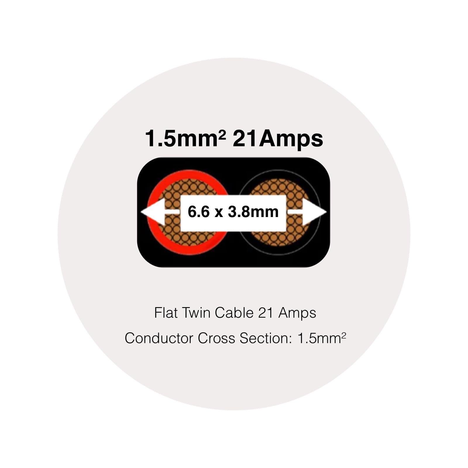 BMF DIRECT Flat Twin 2 Core Cable Pure Copper 12V/24V - Thin Wall Automotive Wire (1.5mm² 21A, 10m Coil), Red and Black - Image 3