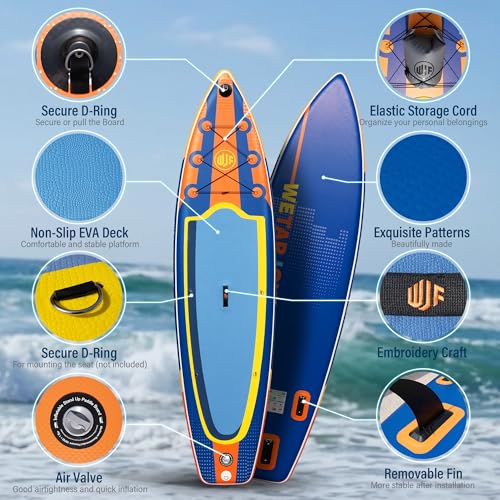 Image of Inflatable Stand Up Paddle Board, 11' x 33 inch x 6 inch Extra Wide SUP with Premium Accessories, Non-Slip Deck ISUP for Adults, Youth, Fishing, Yoga, Floating on Ocean & Lake
