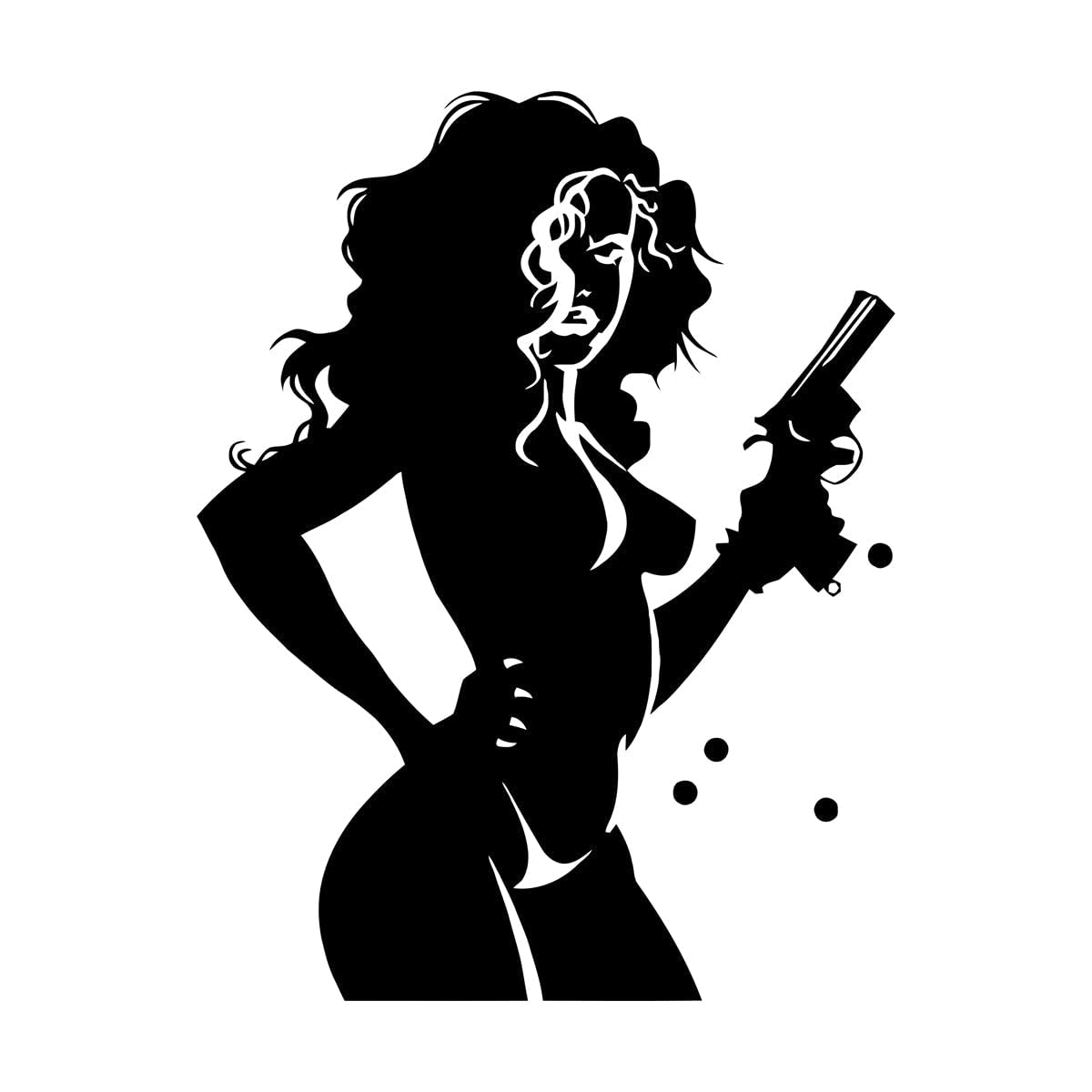 Lzhouting Girls Wall Stickers 1344 Sexy Wall Decal For Bedroom Naked Woman With Gun Weapon Vinyl Wall Stickers For Living Room Self-Adhesive Small - 32X42cm