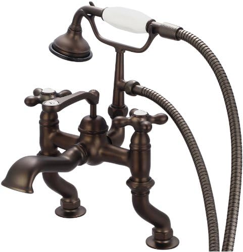 Water Creation F6-0004-03-PX Vintage Classic Adjustable Center Deck Mount Tub Faucet with Handheld Shower