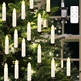 Lewondr Christmas Tree Candle Lights 30 LED, Flickering Clip on Flameless Candles with Remote Timer & 4 Modes, Xmas Tree Candle Lights Holiday Ornaments for Trees Windows Party Wedding, White - Image 1