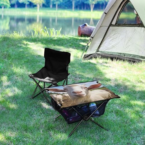 Mesa Plegable de Camping Outdoor Cute White Goat con Bolsa para Transporte miniatura 5