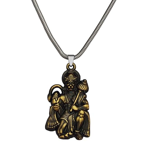 Shiv Jagdamba God Hanuman Pendant for Men & Women Lord Bajrang Bali Locket for Good Health & Wealth 22 inch Snake Chain, Free Size, Metal, No Gemstone